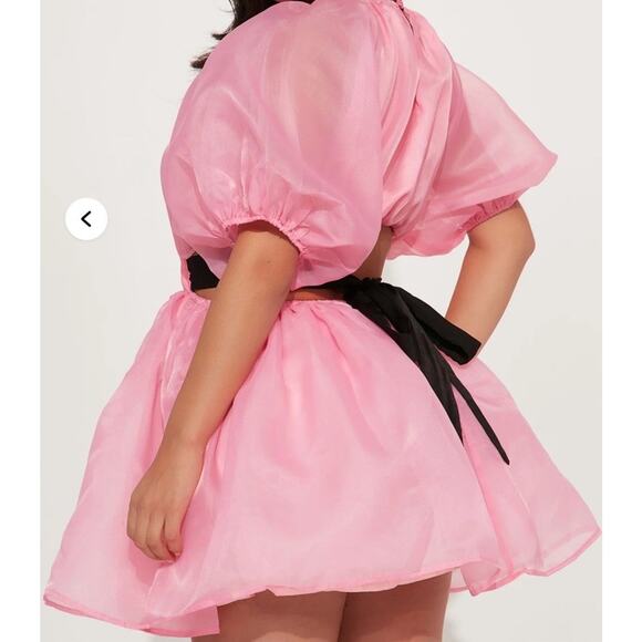 MABLE Babydoll RUFFLE BABYDOLL Mini Dress Size M Pink - Picture 3 of 10